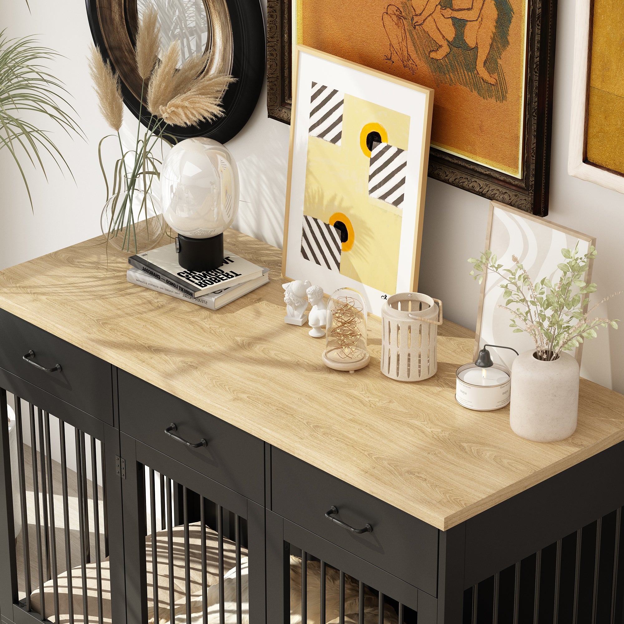Dog Crate Furniture with 3 Drawers