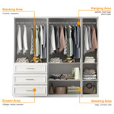 Rena 79.3" Luxe White Armoire with 8 Doors and 3 Drawers