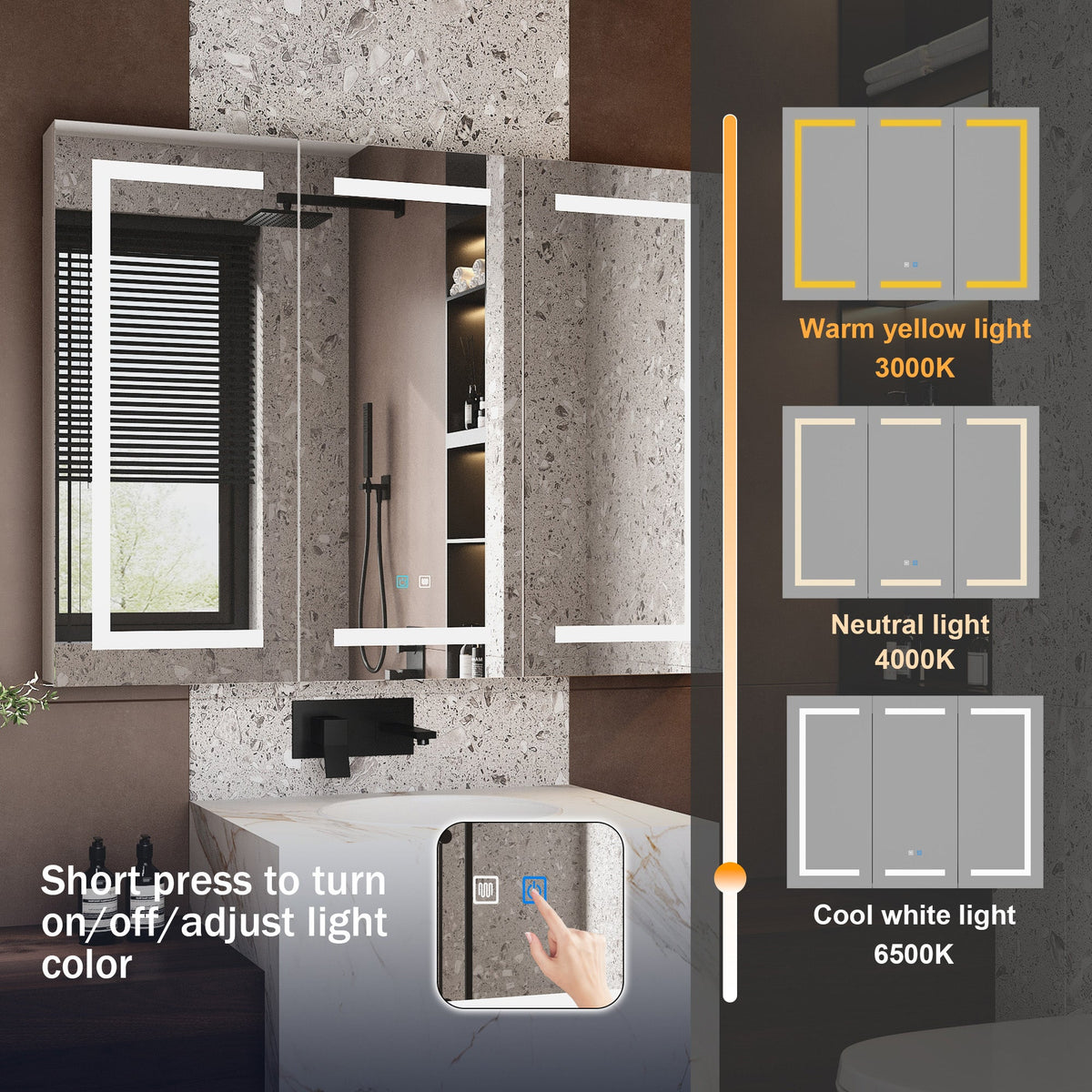 47.2" Modern Frameless Medicine Cabinet with Mirror and 3 Shelves