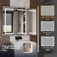 47.2" Modern Frameless Medicine Cabinet with Mirror and 3 Shelves