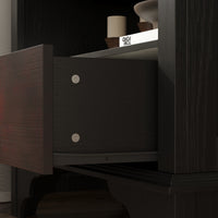 31.5" Vantage Brown Display Cabinet with Tempered Glass Door and Exquisite Carvings