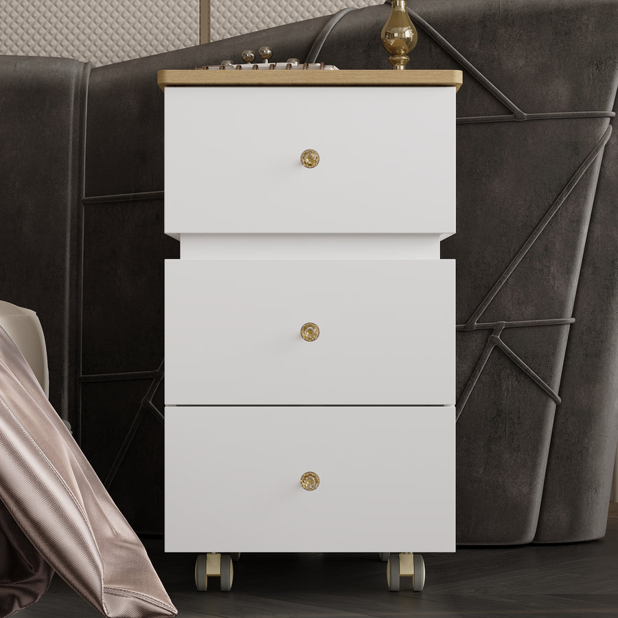 23.6" 360° Rotating White Makeup Vanity with Flip-Top LED Mirror & Adjustable Height