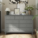 55.1 inches Traditional White Dressers & Chests With 9 Pull-out Drawers