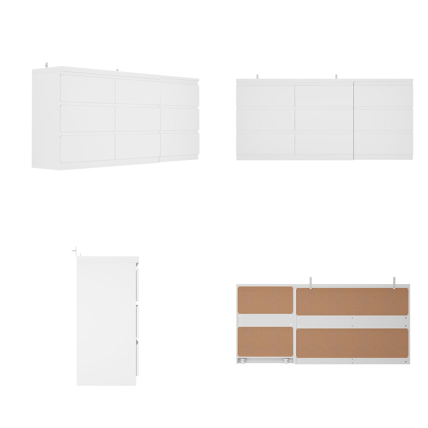 102.4" Modern White Convertible Vanity Table Makeup Vanity With 9 Drawers