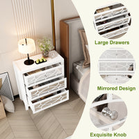 26" Mirrored 3-Drawer Dresser with Geometric Pattern