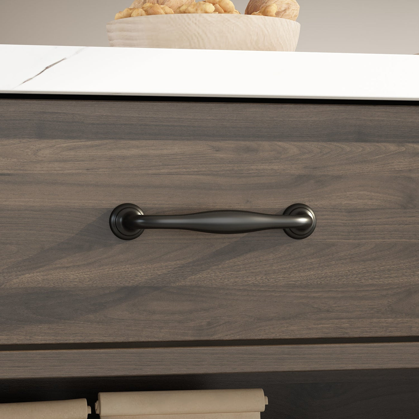 55.1" Modern Kitchen Island with 2 Drawers and Open Storage Shelves