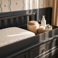 46.3" Modern Black Changing Table with 3 Drawers and 2 Cabinets