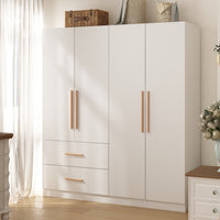 Armoire Solid Wood Clothes Organizer Storage Cabinet 4-Door Wardrobe Family Closet