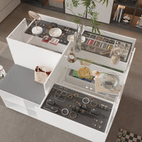47.2" Modern White 4-Shelf Chest With Top And Comfortable Bench