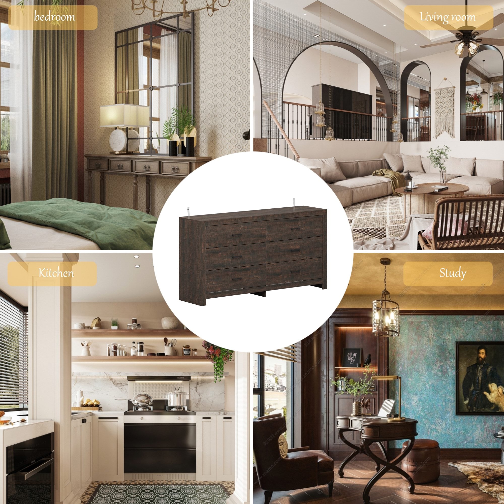 6-Drawer Dresser With Rustic Style