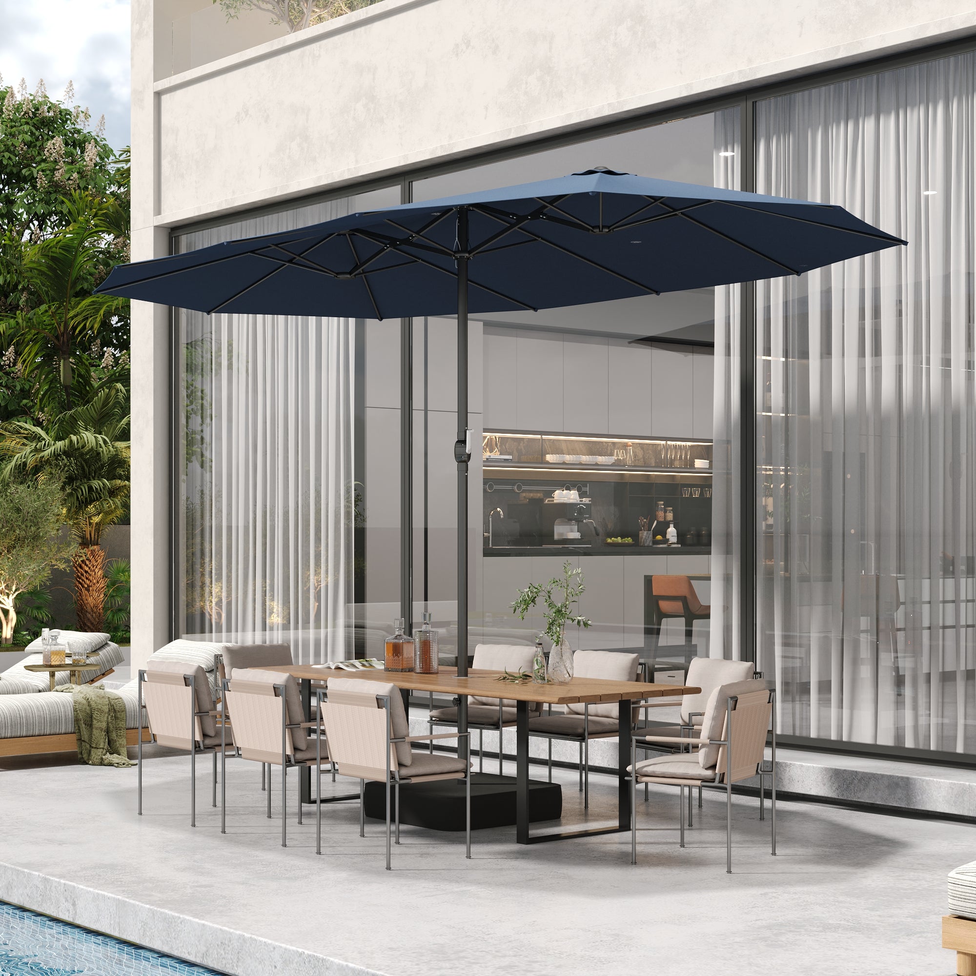 Outdoor Patio Umbrella With Adjustable Tilt And Sturdy Base