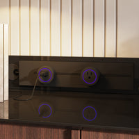 59.1" Modern Brown Sideboard Buffet with Integrated Track Socket & 3 Drawers