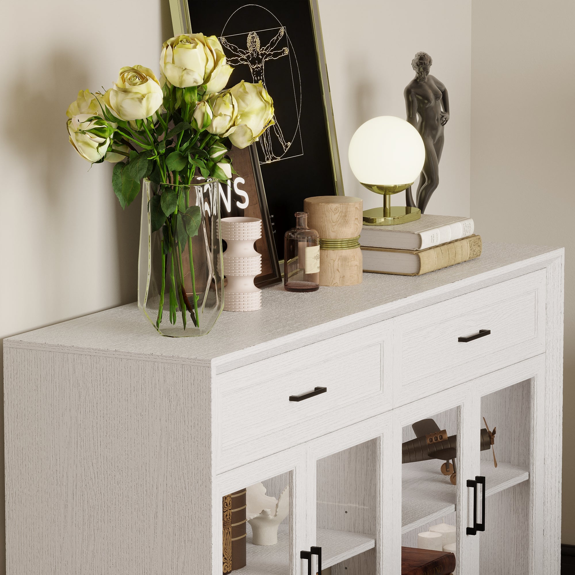 63" W Sideboard Cabinet Buffet Storage Cabinet