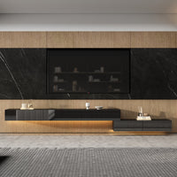 94.5" Modern Minimalist Black TV Stand Wall-Mounted And Freely Arranged TV Stand With LED