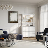 31.5 inch Contemporary White Display Cabinet with LED Lighting & Glass Doors