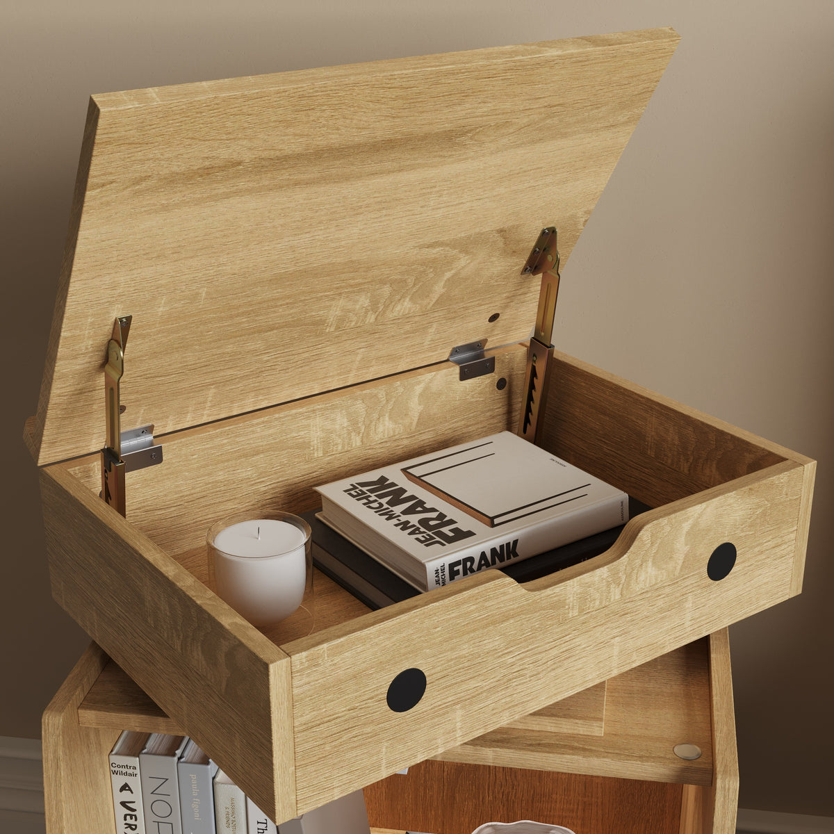18.9" Creative Brown Nightstand with Robot Shape and Movable Wheels, view 7