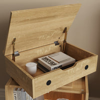 18.9" Creative Brown Nightstand with Robot Shape and Movable Wheels, view 7