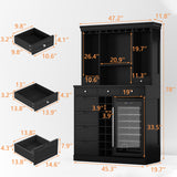 Black cabinet with dimensions labeled on a white background