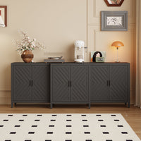 94.5" Modern Black 6-Door Storage Cabinet with Strong Storage