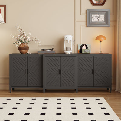 94.5 inches Modern Black 6-Door Storage Cabinet with Strong Storage