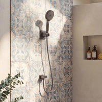 59" Modern Black Handheld Shower Head with Fahrenheit Temperature Display, Flexible Hose and Wall Bracket