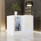 47" Modern Minimalist White LED Reception Desk With Open Shelving And Storage Compartments