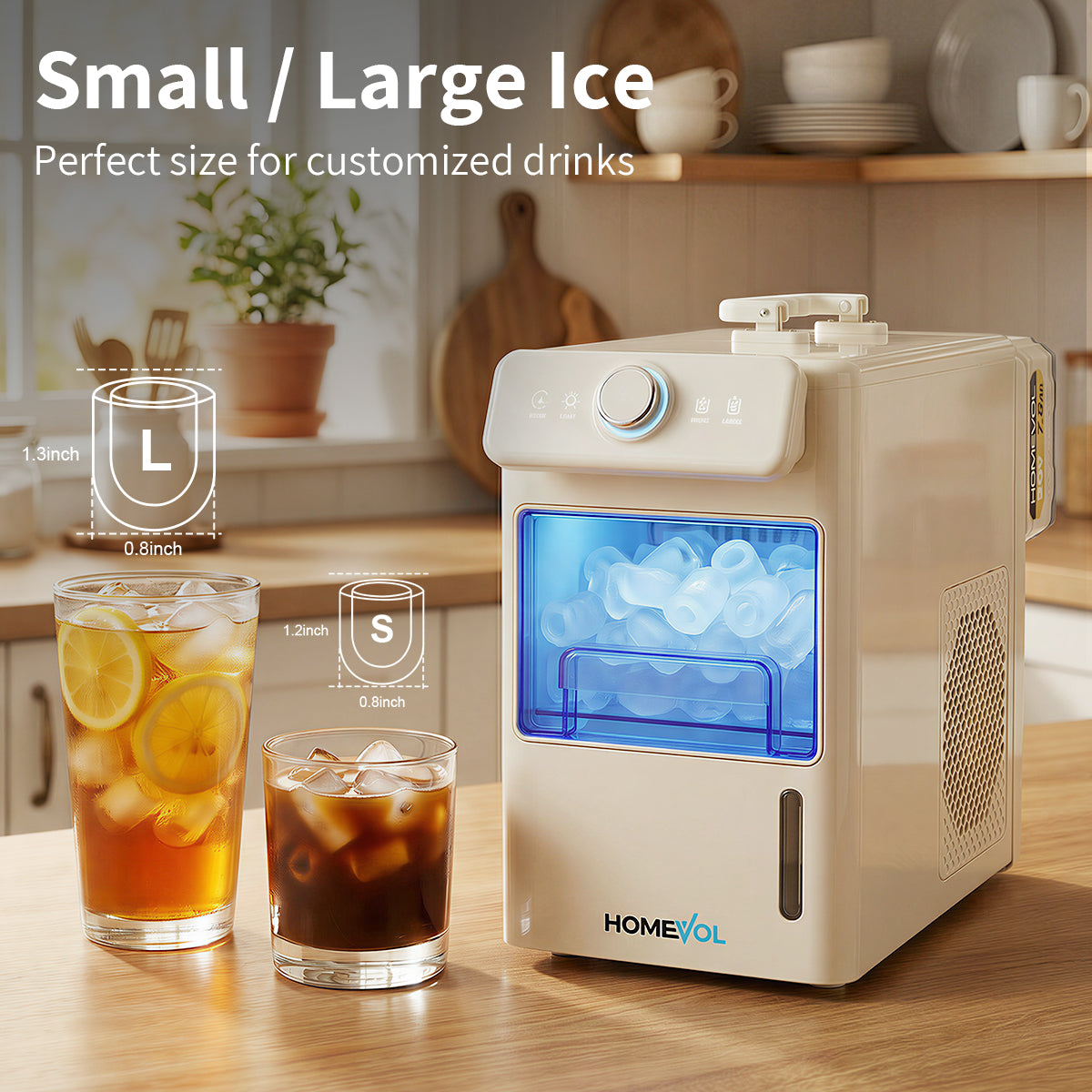 Homevol EVO1 Corded & Battery Powered Ice Maker with Self-Cleaning