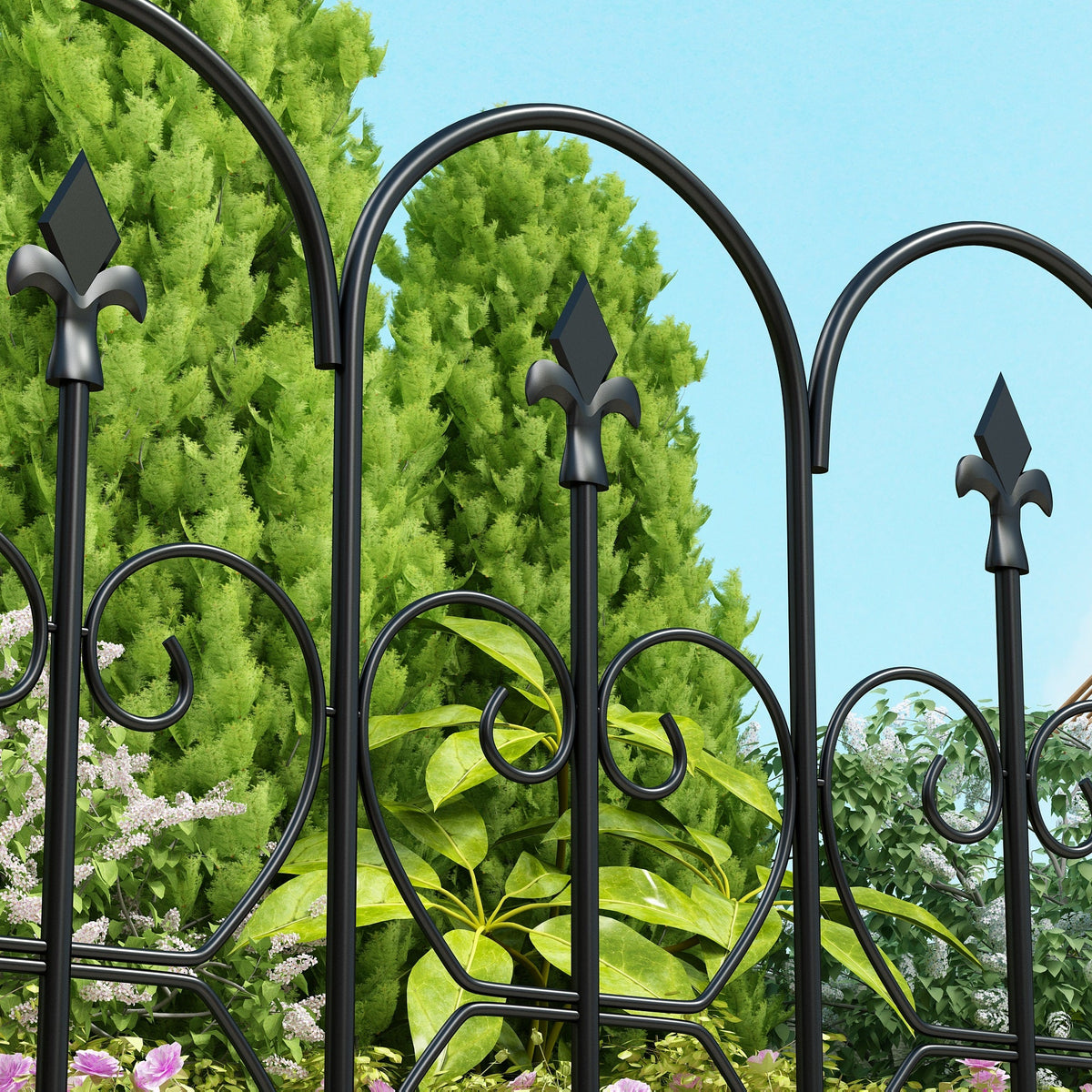 24" Modern Classic Black Metal Fencing with 5 Panel(s) Included