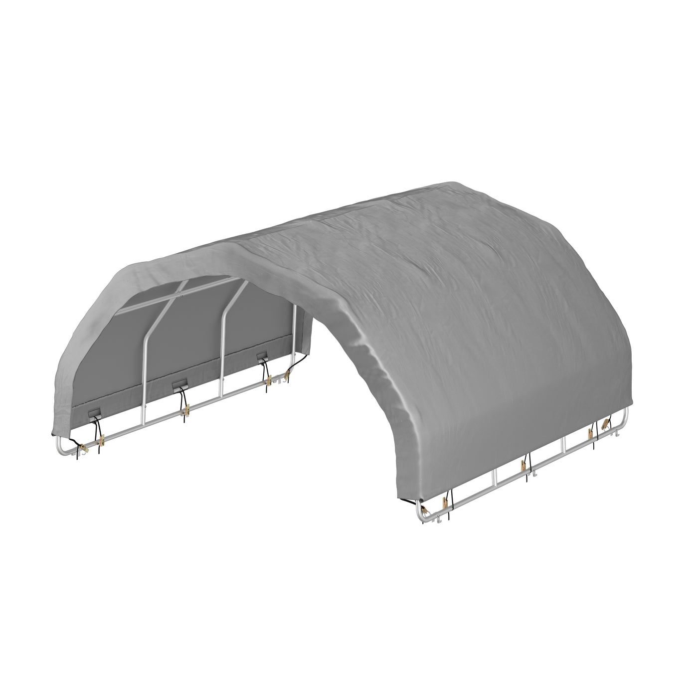 Gray carport structure on a white background