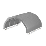 Gray carport structure on a white background