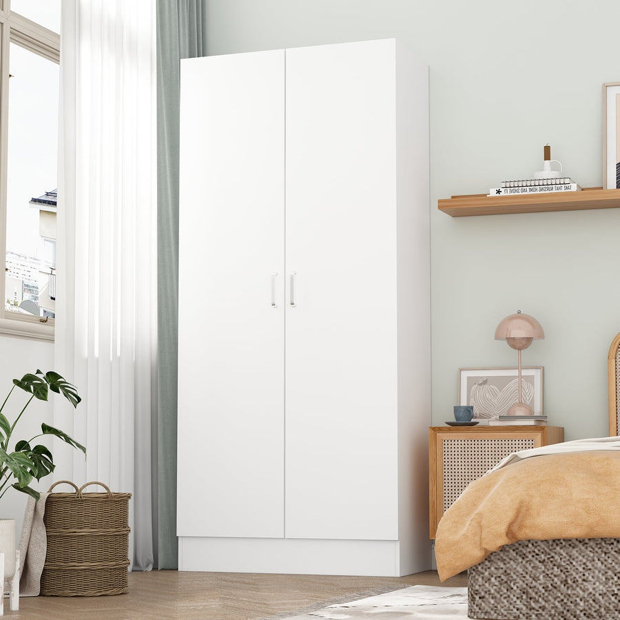 31.5" Modern White 5-Tier Armoires Wardrobe Cabinet With 2 Doors