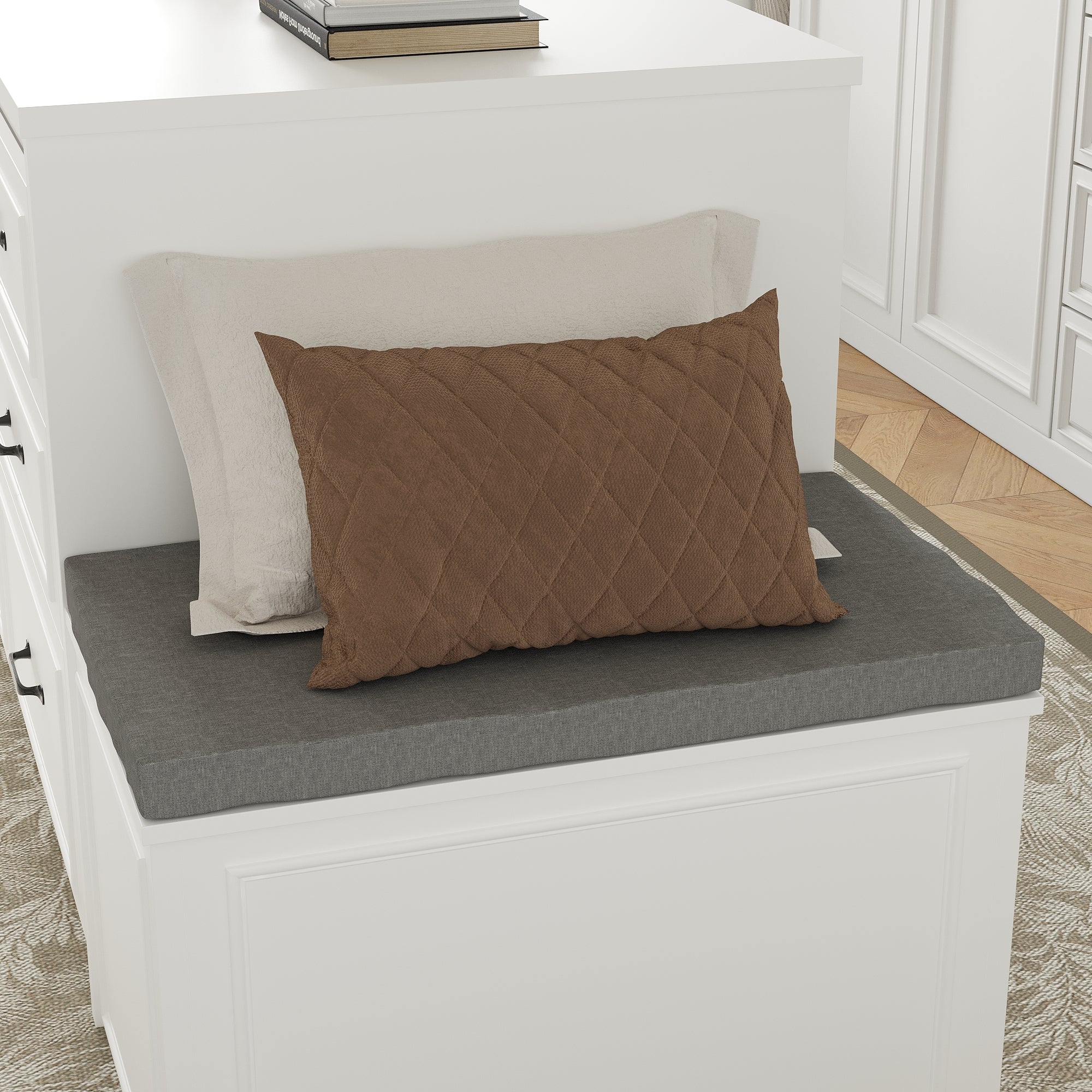 12-Drawer Closet Island With Built-In Shoe Bench