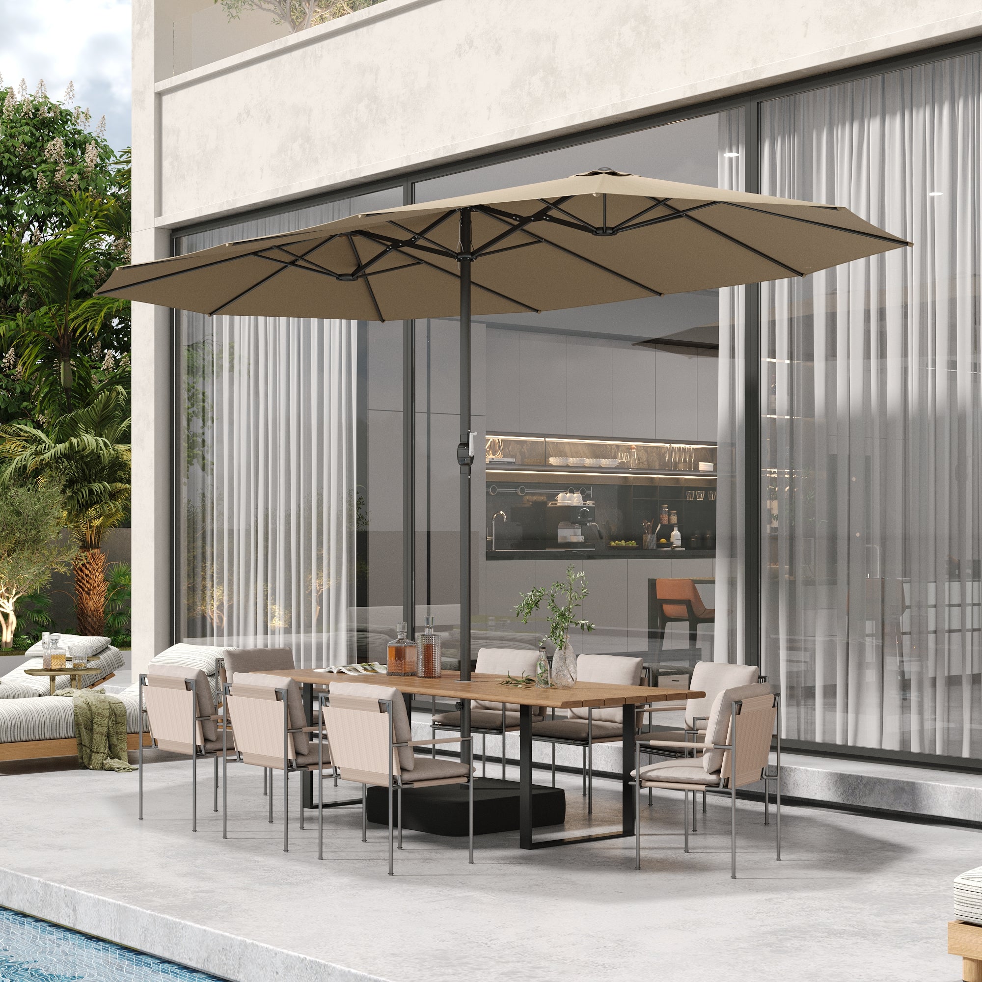 Outdoor Patio Umbrella With Adjustable Tilt And Sturdy Base