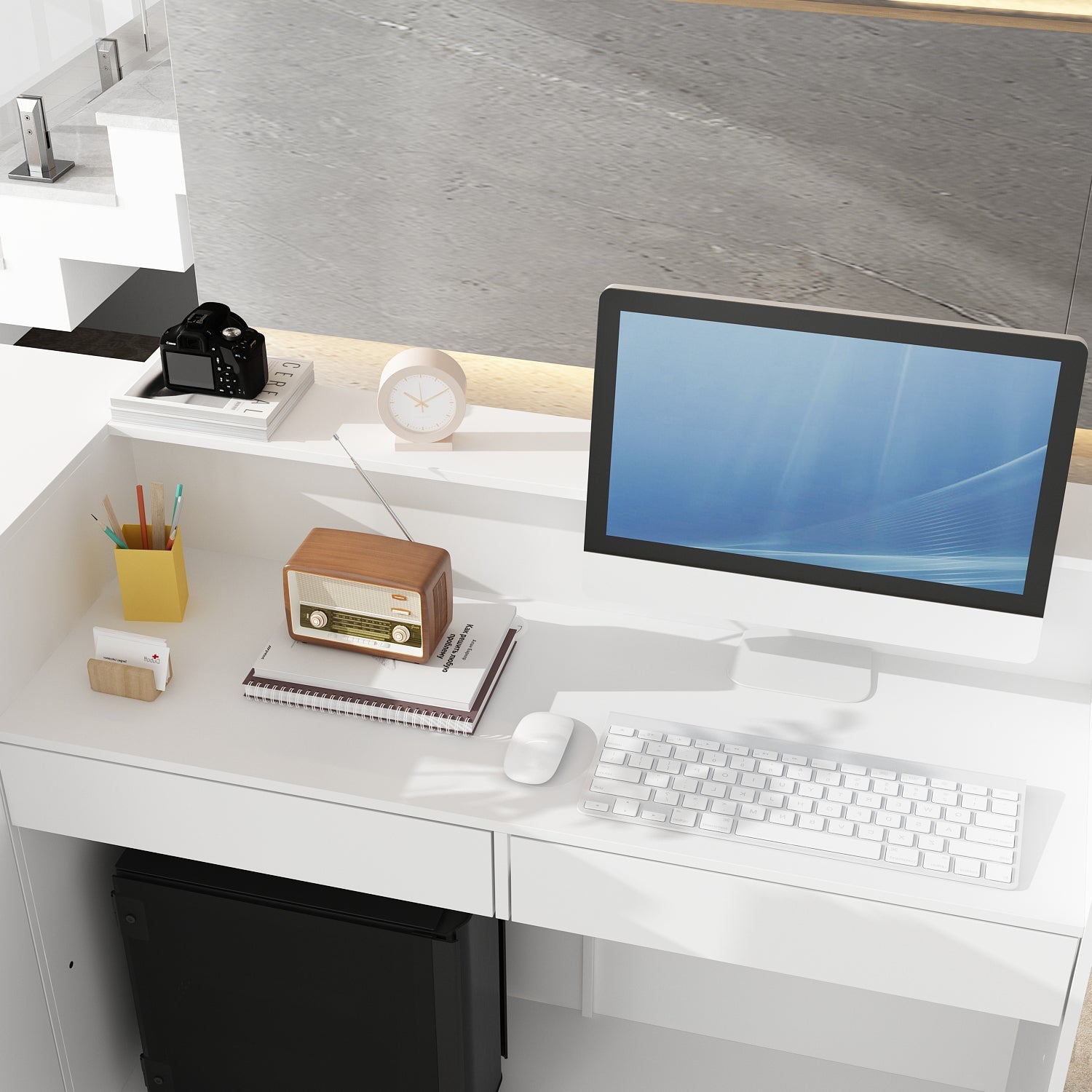 Large L-Shaped Reception Desk with 3 Drawers