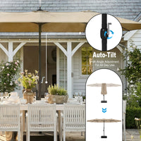 118" Double-Sided Patio Umbrella with Misting System  and Base