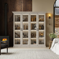 68.5" Modern Display Bookcase with 4 Glass Doors and Lights