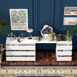 102.4 inches Modern White Convertible Vanity Table Makeup Vanity With 9 Drawers