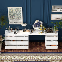 102.4" Modern White Convertible Vanity Table Makeup Vanity With 9 Drawers