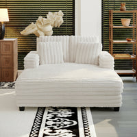 52.8" Oversized Modern Lounge Chaise Sofa Bed with Plush Faux Fur