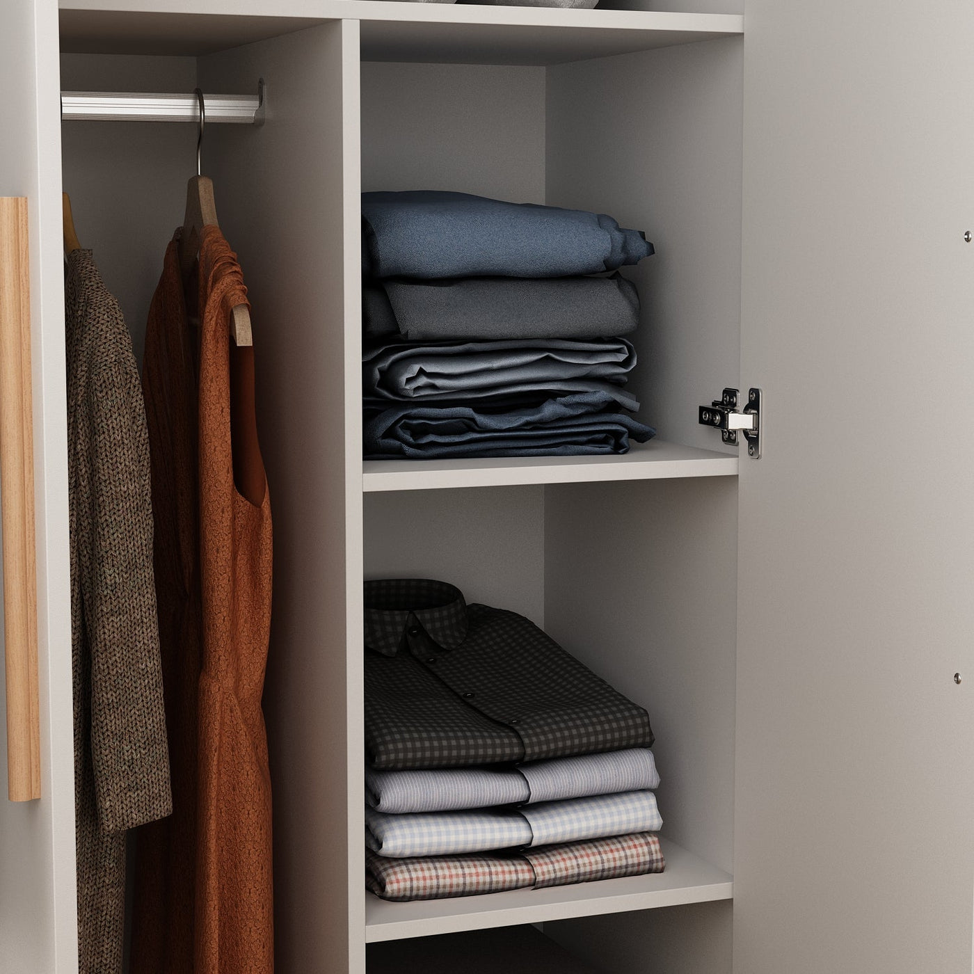 Armoire Solid Wood Clothes Organizer Storage Cabinet 4-Door Wardrobe Family Closet