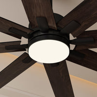 31" Modern Dark Brown Ceiling Fan with Dual-Tone Blades and 3-Color LED Light