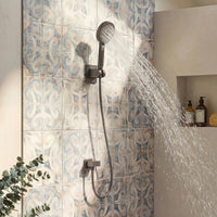 59" Modern Black Handheld Shower Head with Fahrenheit Temperature Display, Flexible Hose and Wall Bracket