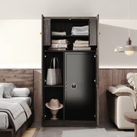 62" Modern Black Gun Safe Storage Cabinet with Sensor Light and Pistol Rack