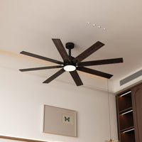 31" Modern Dark Brown Ceiling Fan with Dual-Tone Blades and 3-Color LED Light