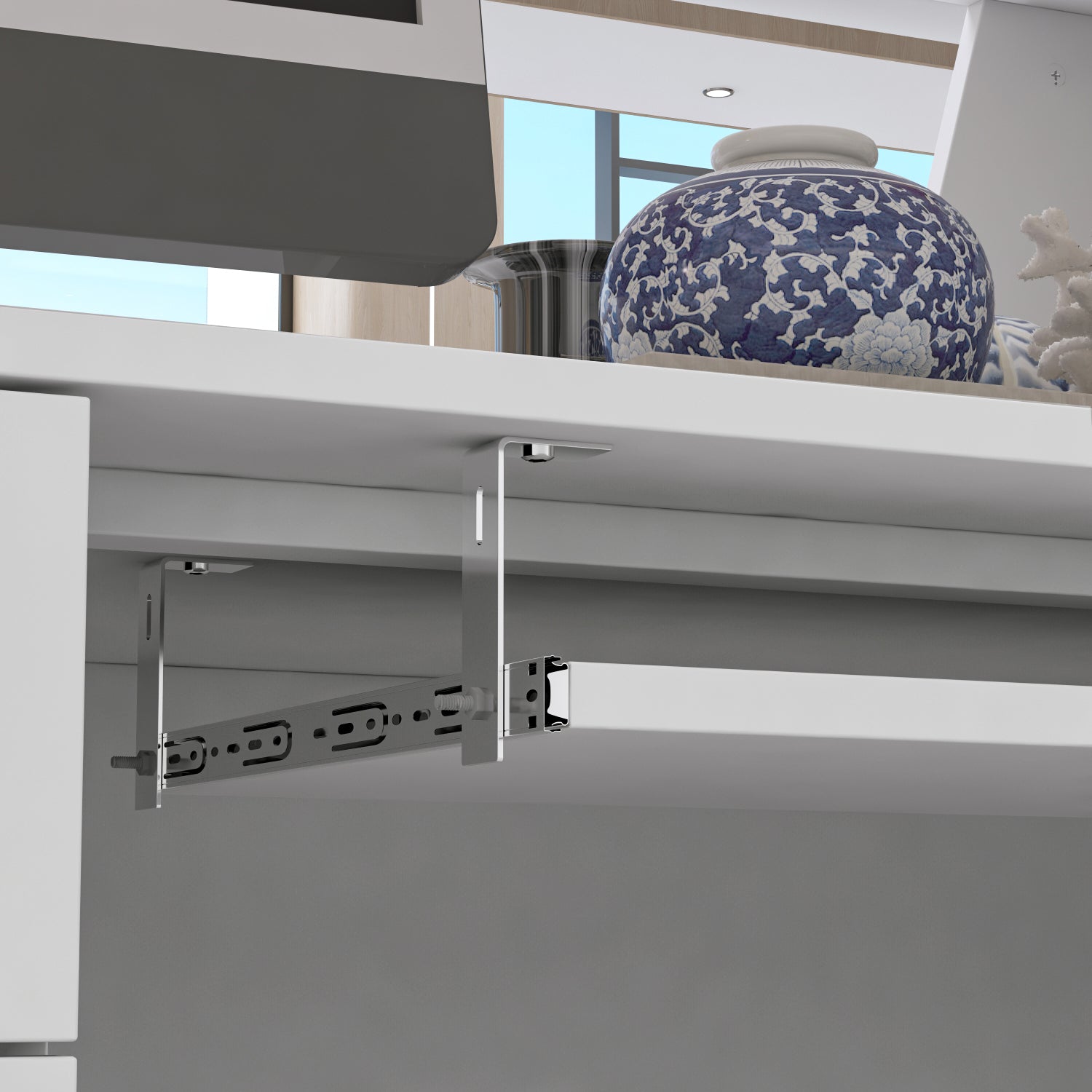 Reception Desk Front Counter Desk with Lockable Drawer & Bookshelf