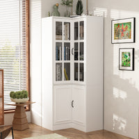 31.5" Modern White Wide Corner Home Office Cabinet