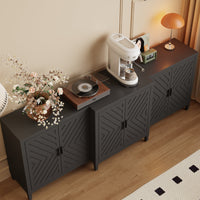 94.5" Modern Black 6-Door Storage Cabinet with Strong Storage