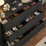 51.2" Modern Minimalist White/Black L-Shaped Rotatable Dresser Writing Table with 6 Drawers