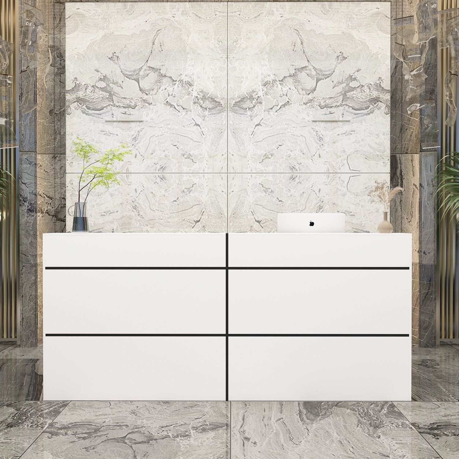 Rectangle Solid + Manufactured Wood Reception Desk