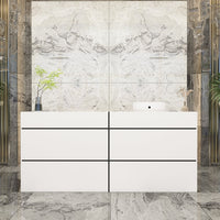 86.6" Contemporary White Reception Desk With Solid And Manufactured Wood